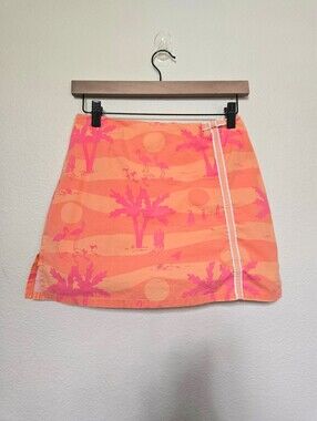 Vintage Lilly Pulitzer White Label Sunset Tropical Peach Orange Skirt Size 2